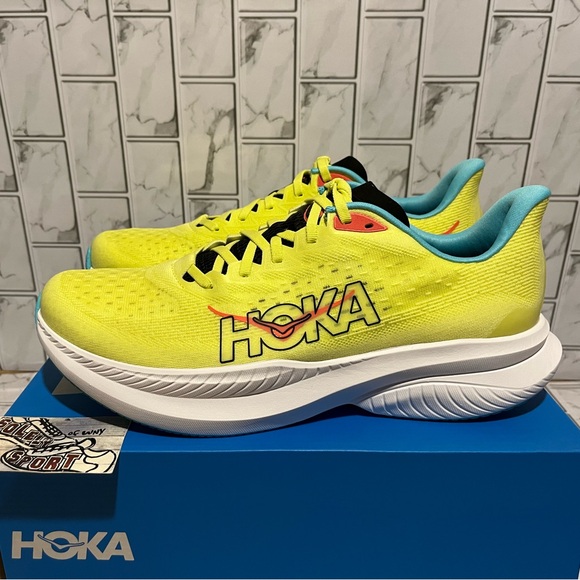 New Hoka One One Mach 6 Running Shoes Yellow White Training Gym Mens Size 13